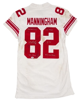 2011 Mario Manningham Game Used & Signed New York Giants Road Jersey (PSA/DNA)